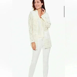 Nic + Zoe Womens  Patio Cardigan Large Lemonade color knit soft, like new